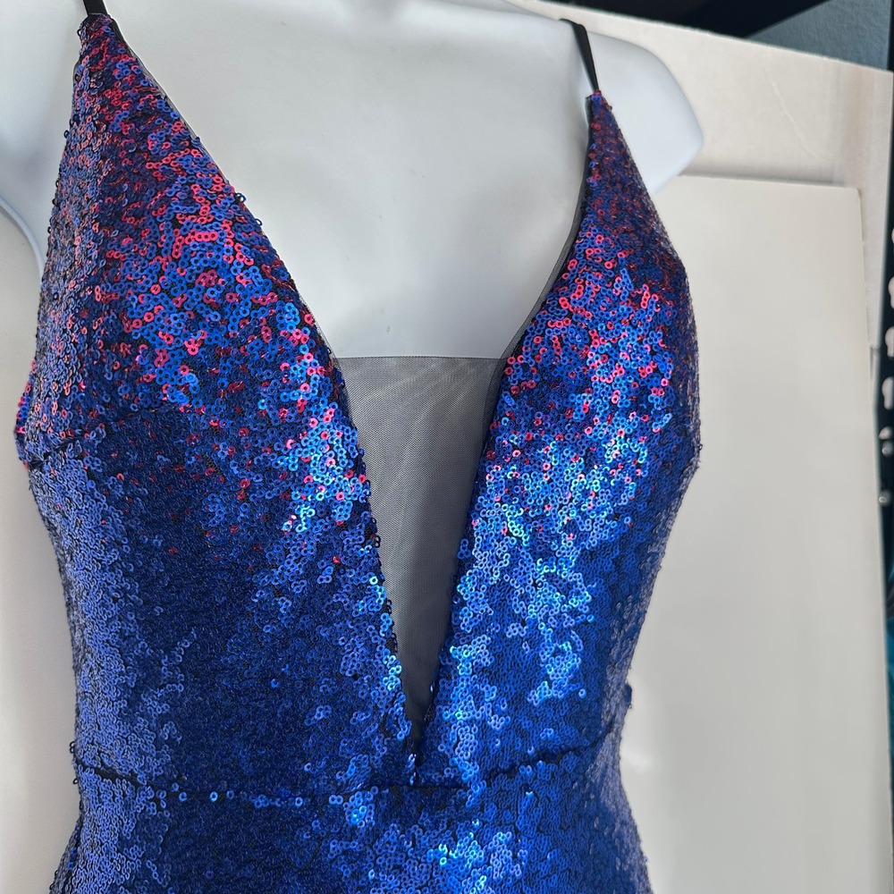 Shein Belle Sequin Gown Blue/Pink Formal Prom‎ XS Party Fairy Whimsical - Picture 8 of 11
